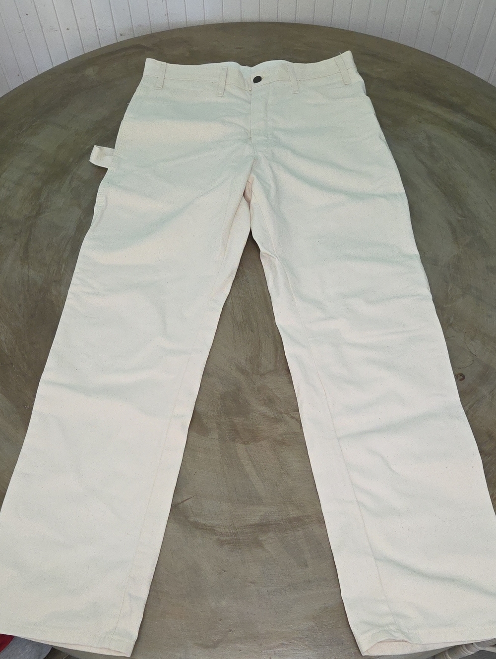 Dickies Cream Work Pants with Logo Tag